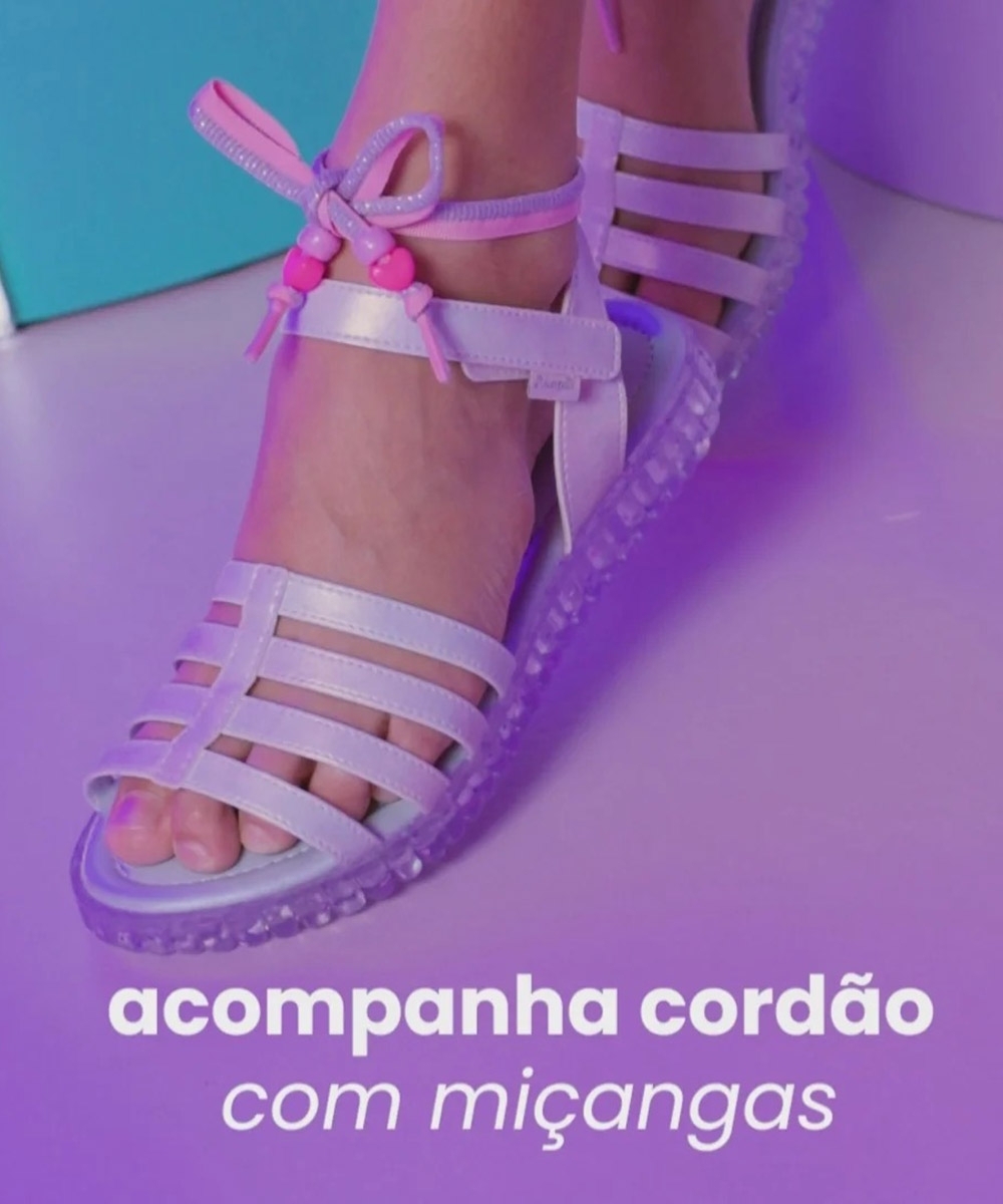 Sandália Infantil Pampili Cordão Miçangas MULTICOLOR