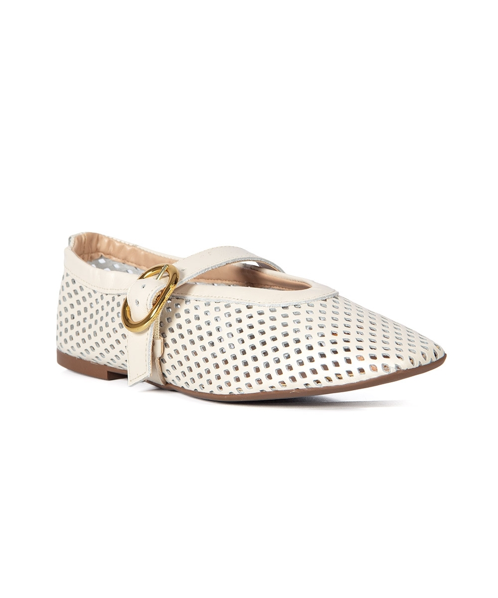 Sapatilha Bico Quadrado Giulia Domna OFF WHITE