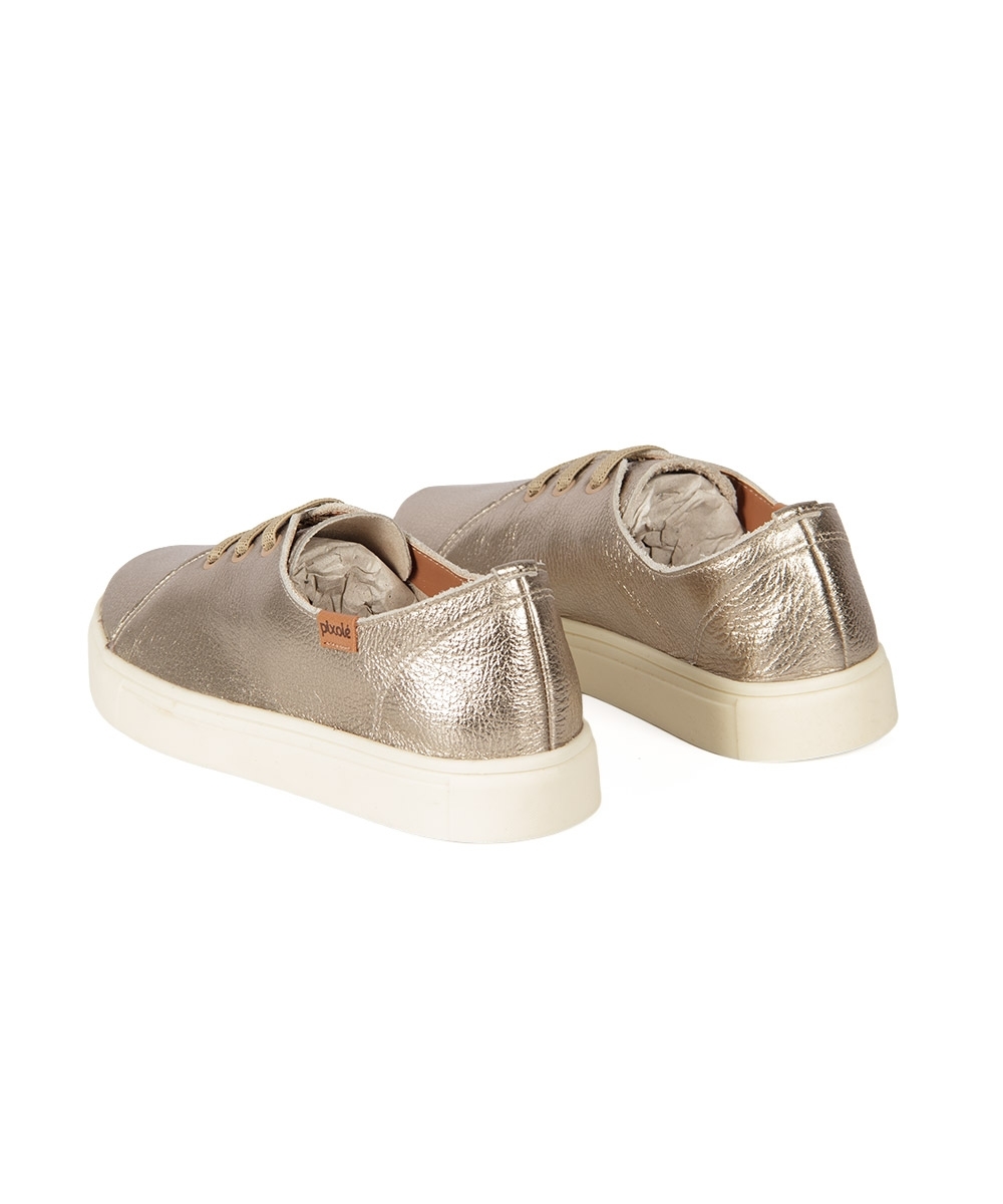 Tênis Feminino Pixolé Couro PRATA VELHO