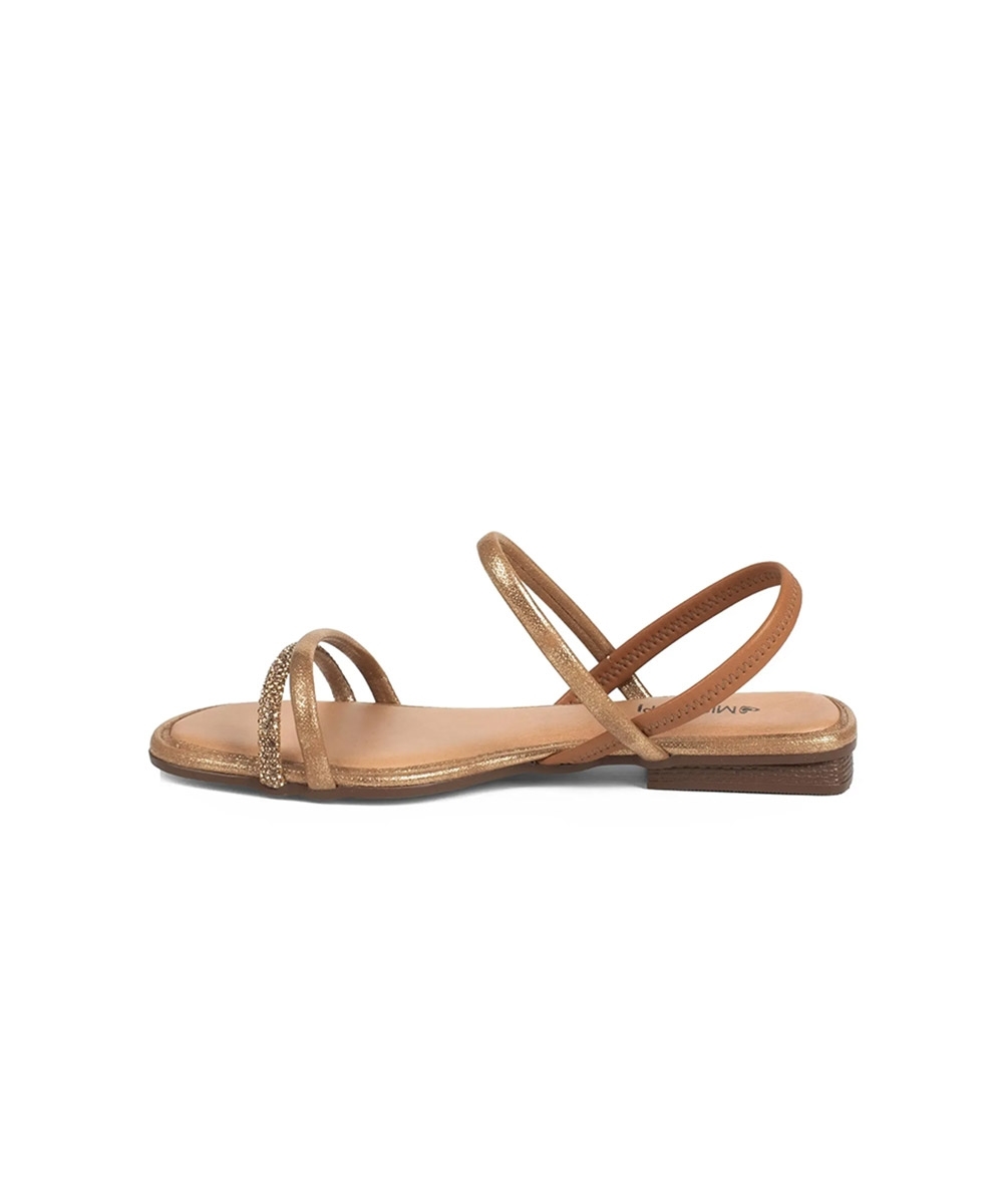 Sandália Rasteira Mississipi Strass BRONZE