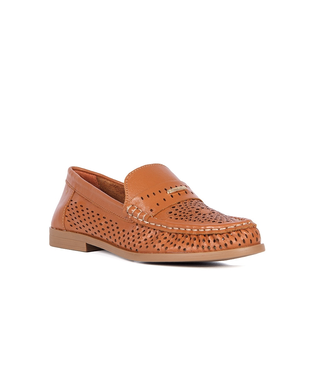 Mocassim Feminino Bottero Salto Baixo Couro CARAMELO
