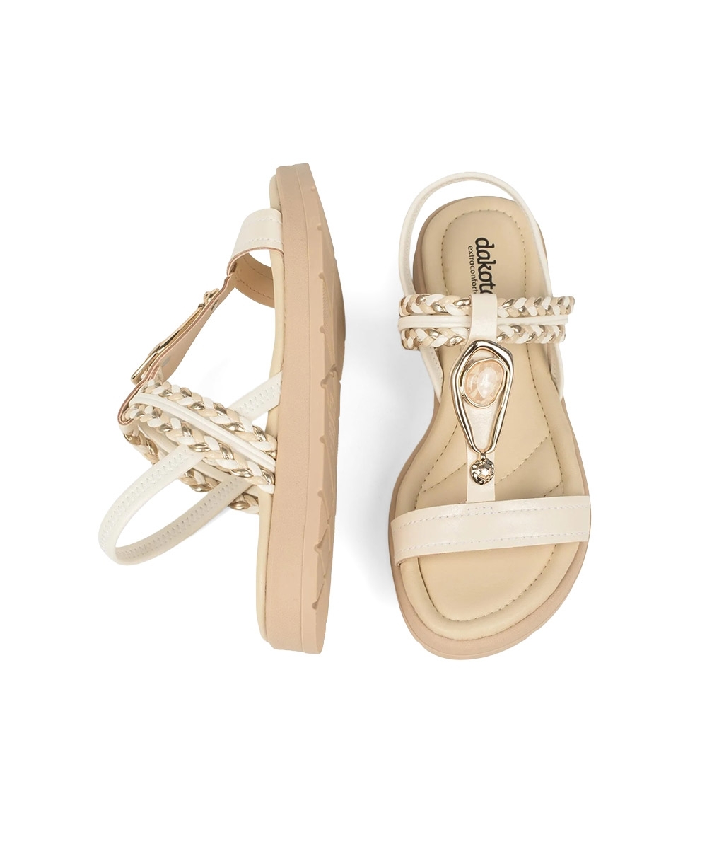 Sandália Flatform Dakota Tiras CREME
