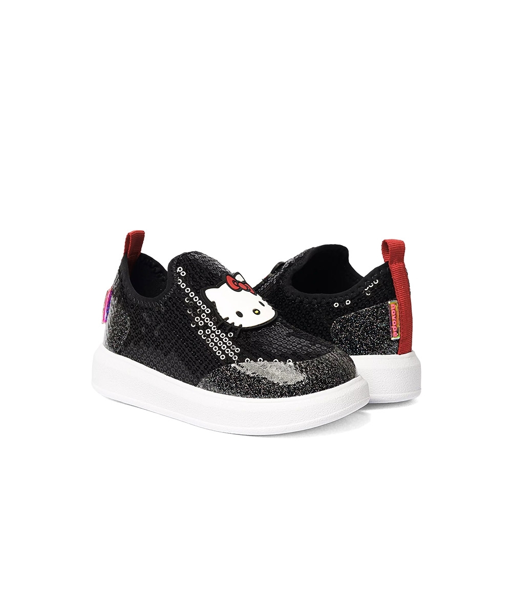 Tênis Infantil Novopé Hello Kitty Lantejoula PRETO