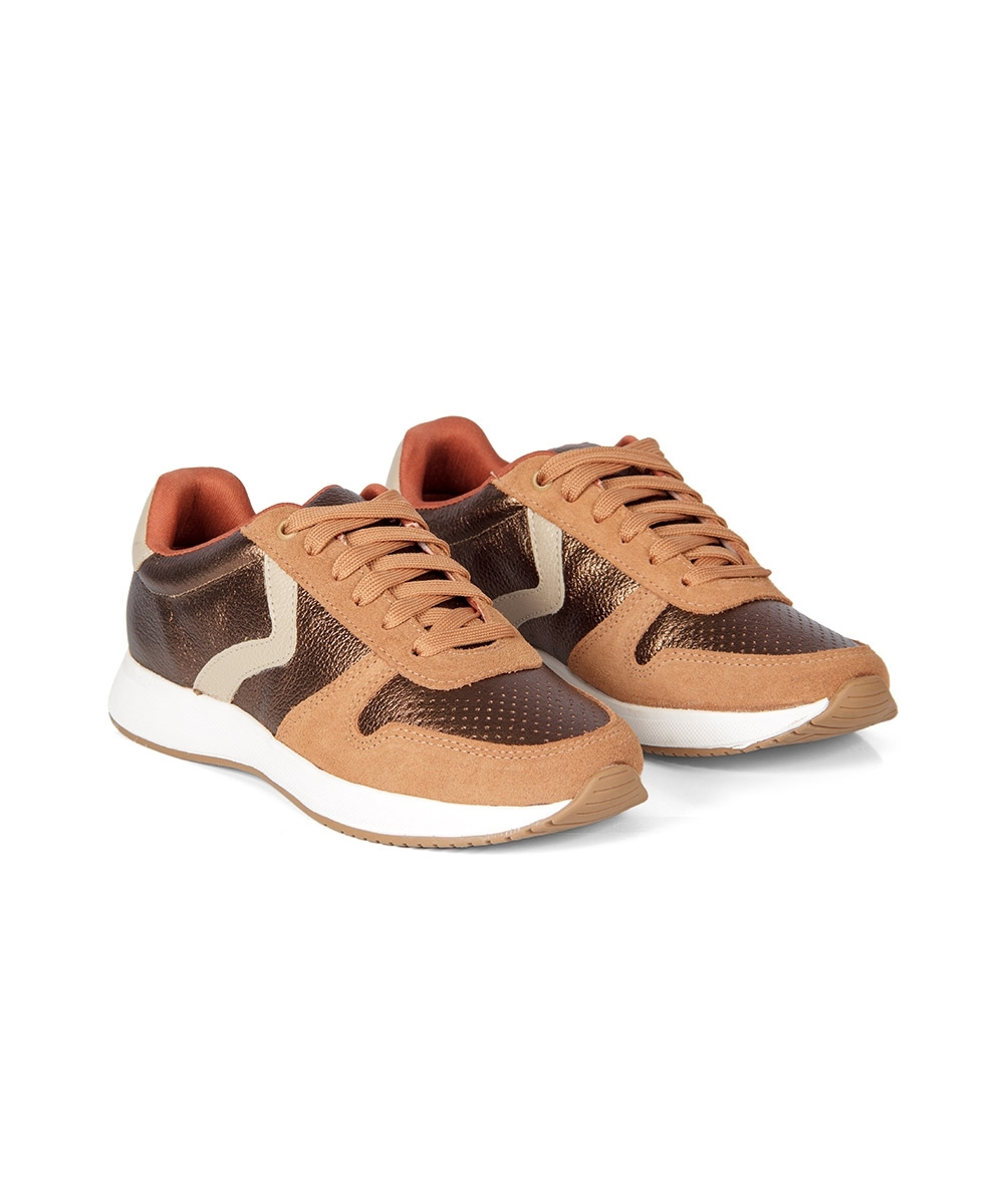 Tênis Feminino Pixolé Casual Couro CARAMELO
