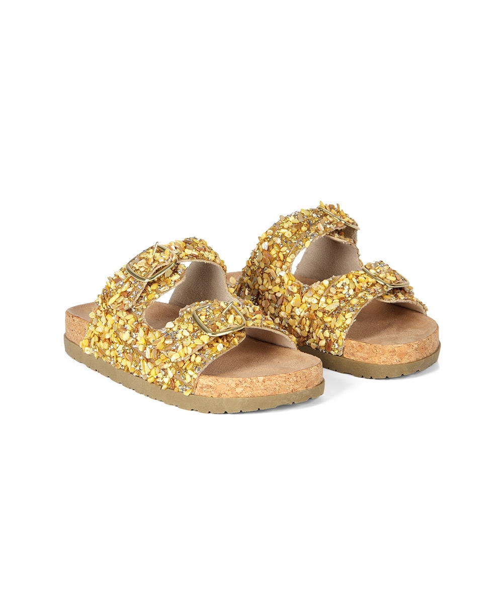 Tamanco Flatform Pixolé Pedriscos BEGE