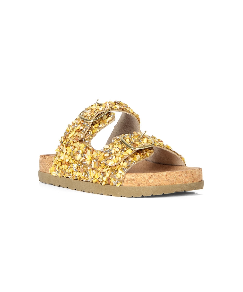 Tamanco Flatform Pixolé Pedriscos BEGE