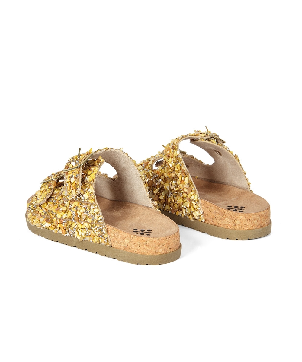Tamanco Flatform Pixolé Pedriscos BEGE