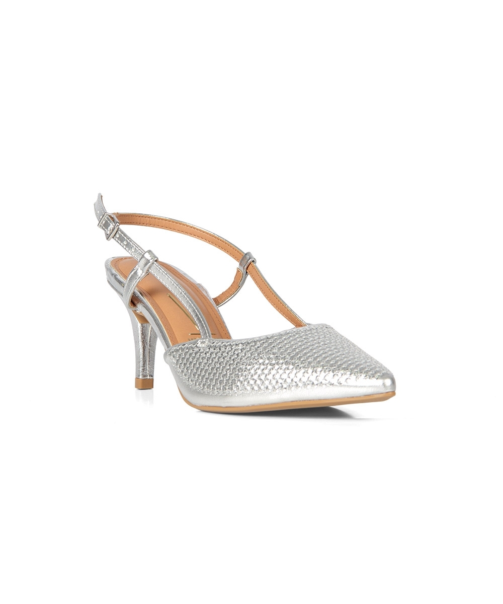 Sapato Slingback Vizzano Salto Médio PRATA