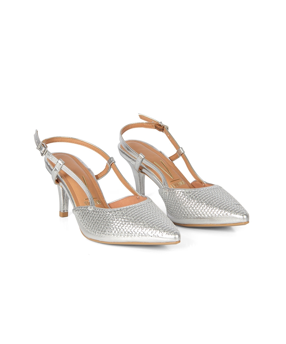 Sapato Slingback Vizzano Salto Médio PRATA