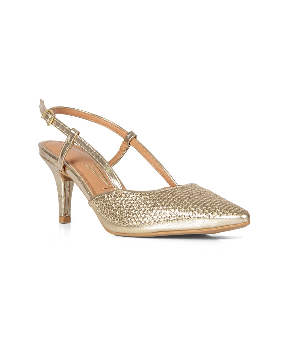 Sapato Slingback Vizzano Salto Médio DOURADO