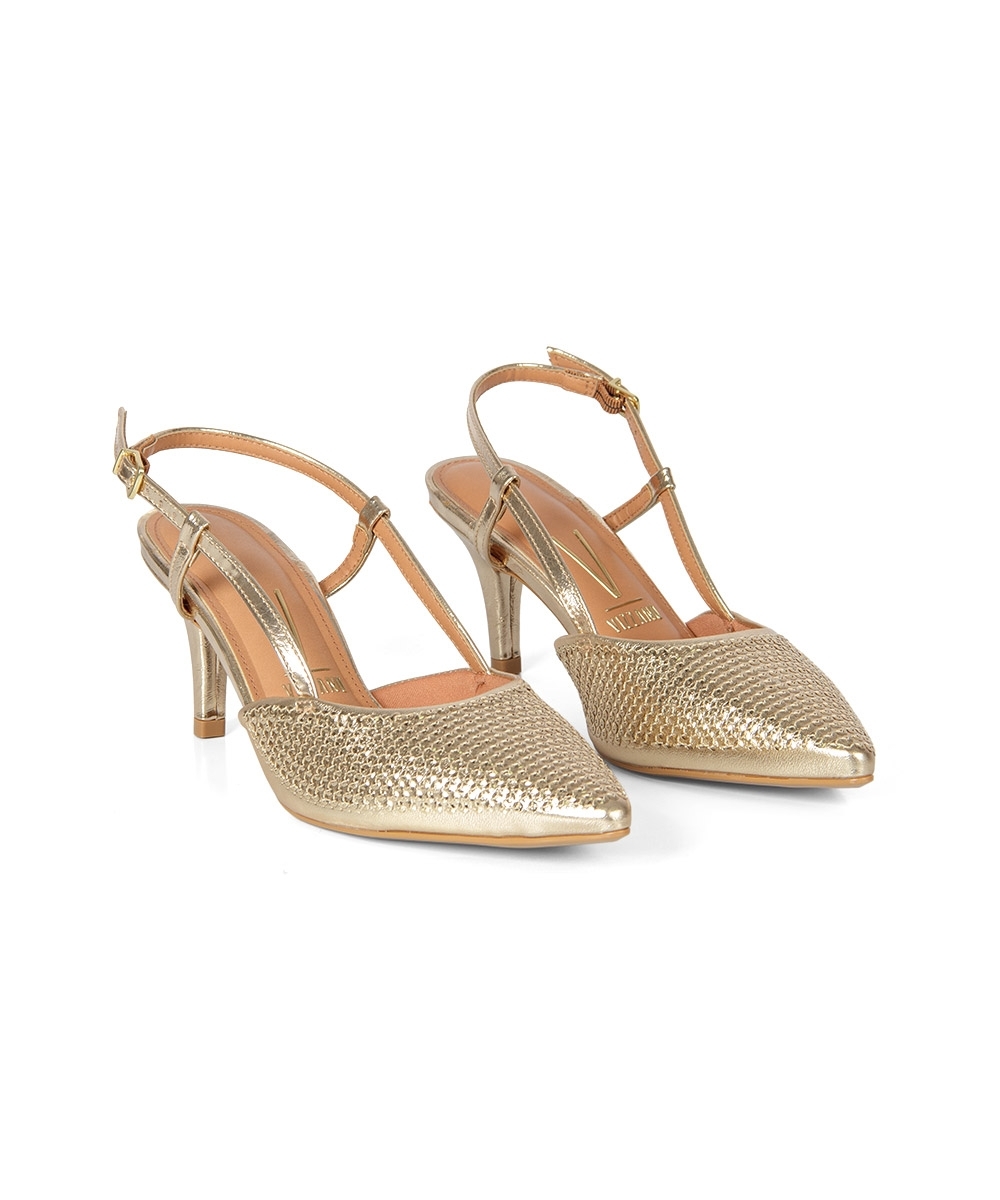 Sapato Slingback Vizzano Salto Médio DOURADO