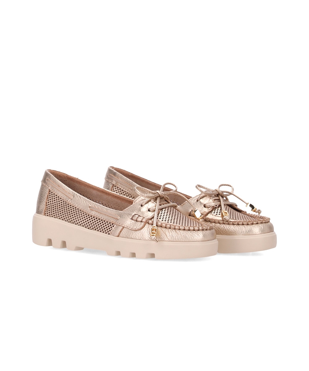 Mocassim Feminino Luz Da Lua Couro OURO