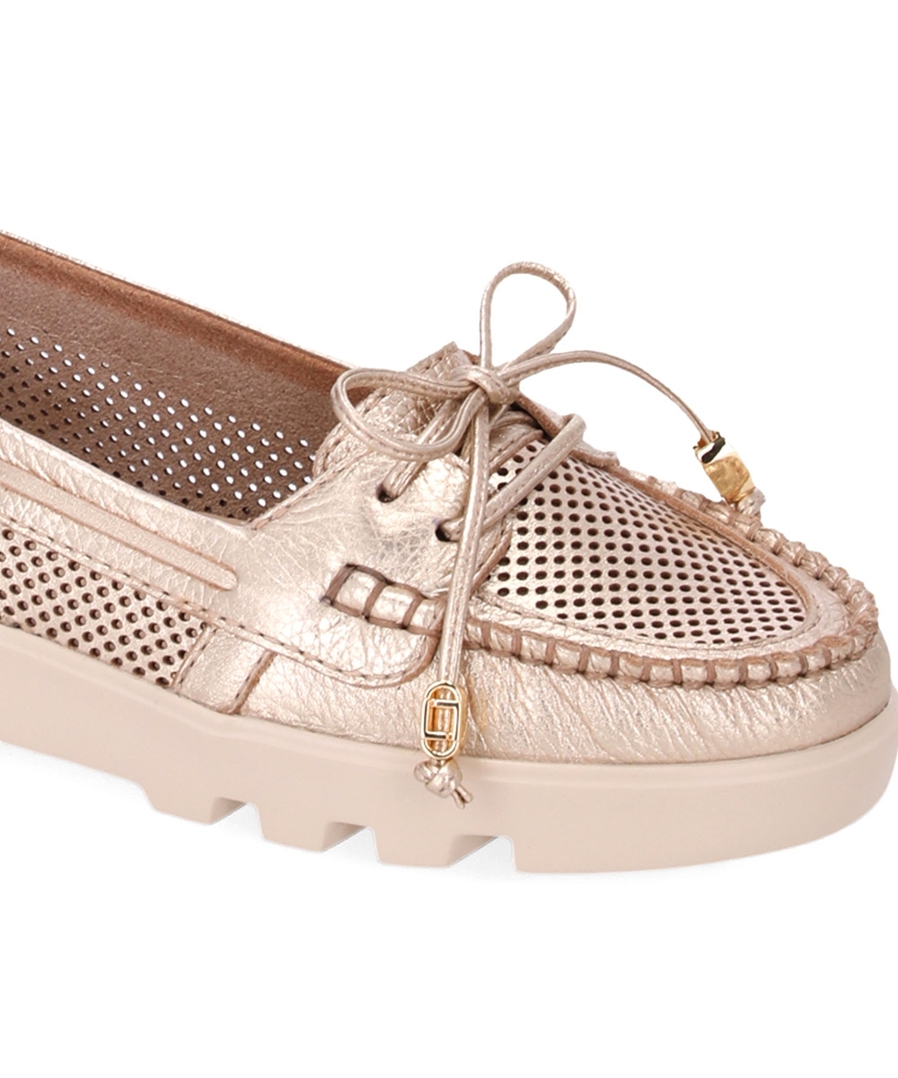Mocassim Feminino Luz Da Lua Couro OURO