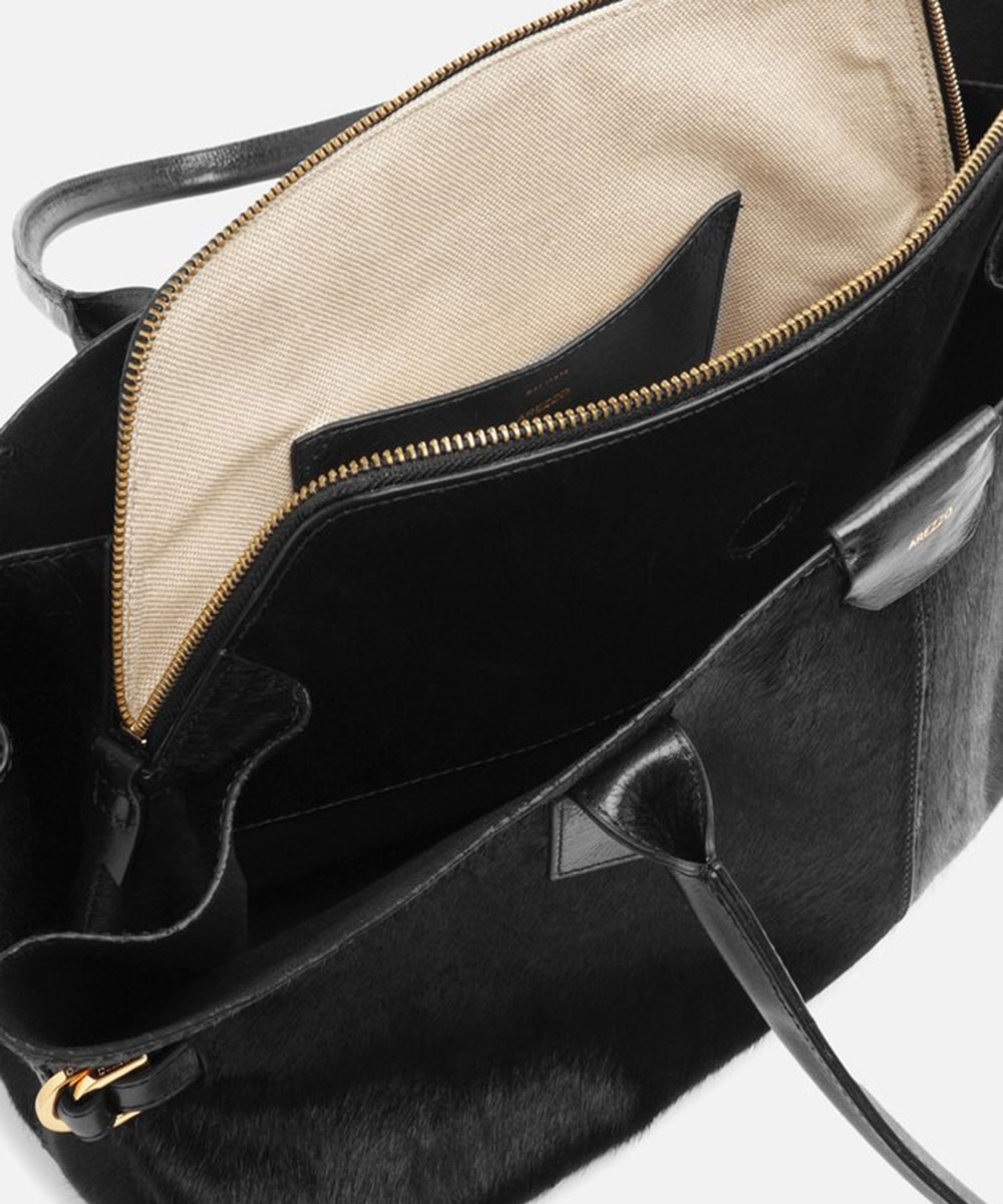 Bolsa Shopping Arezzo Grande Couro Preto