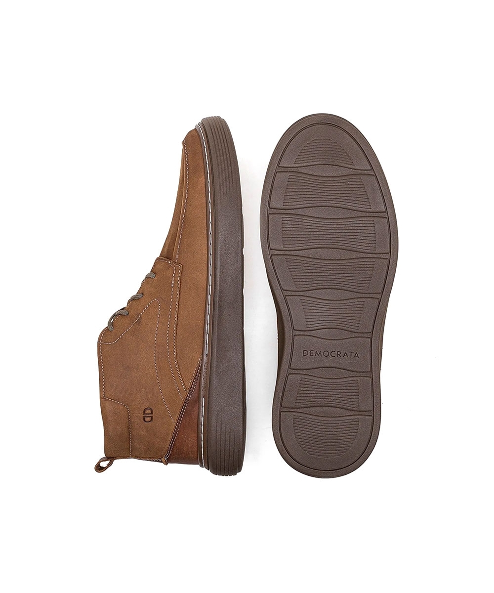 Bota Democrata Denim Clash Couro Castanho