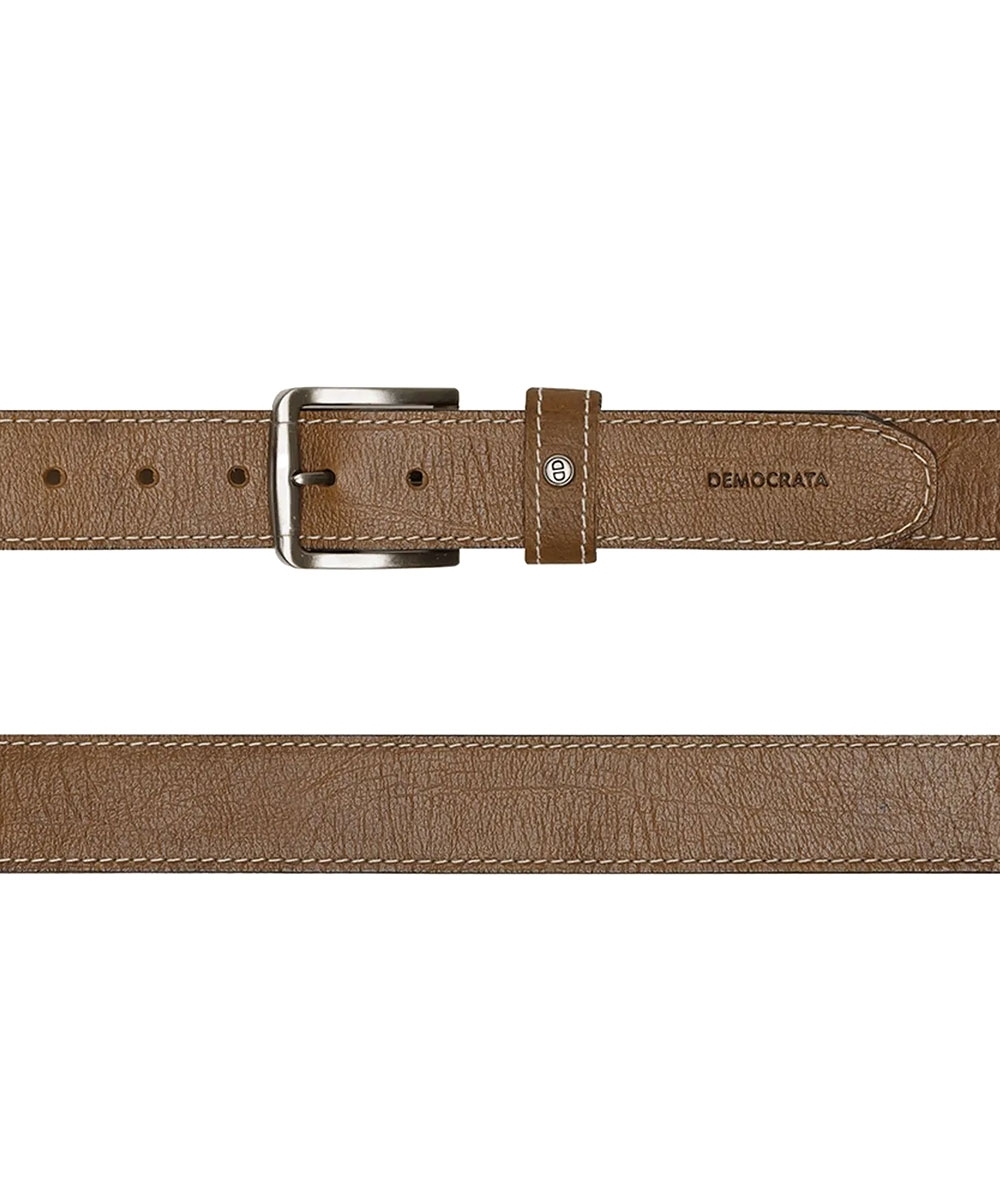 Cinto Masculino Democrata Largo Denim Couro Conhaque