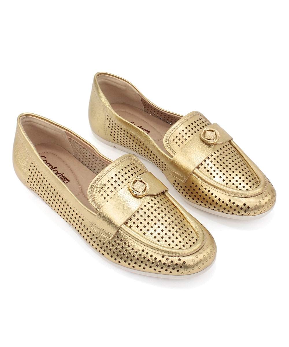 Mocassim Feminino Comfortflex Relax Soft OURO