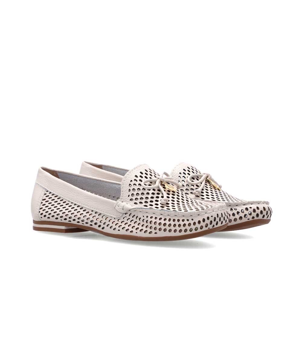 Mocassim Feminino Luz Da Lua Laço Couro Pana
