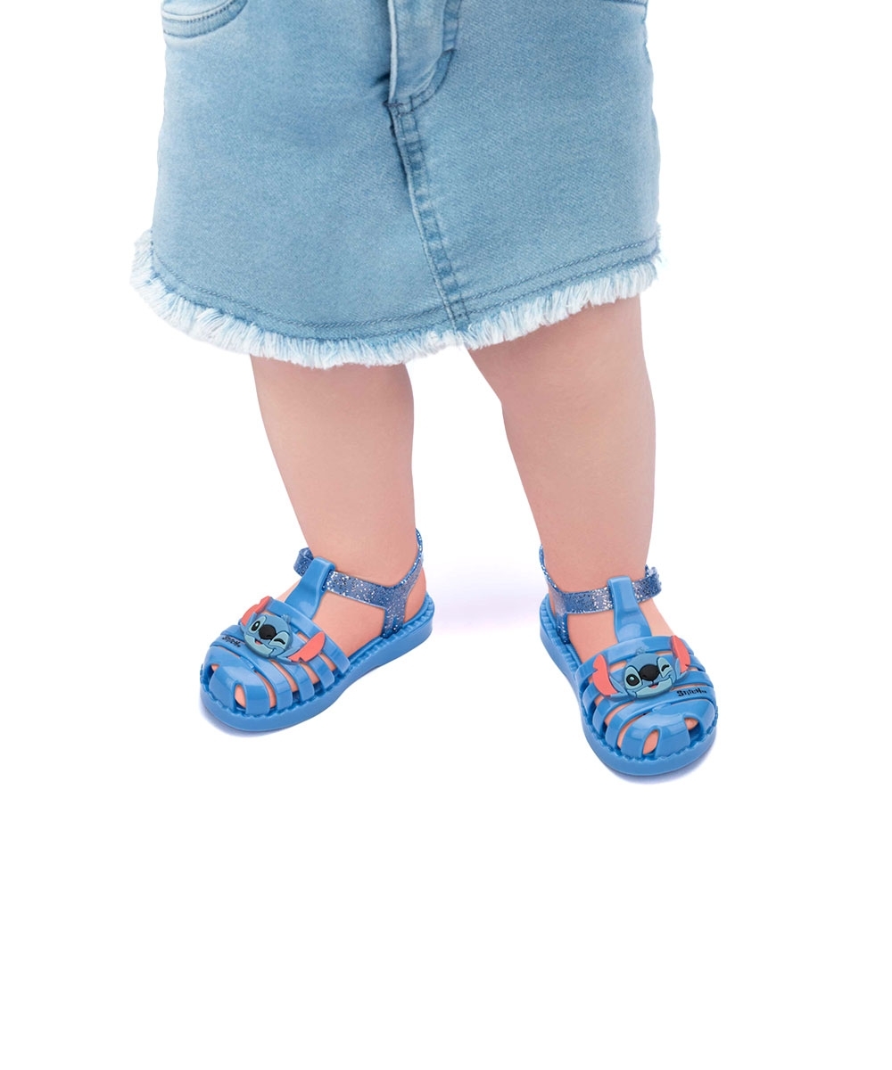 Sandália De Bebê Grendene Stitch Disney Duo Azul