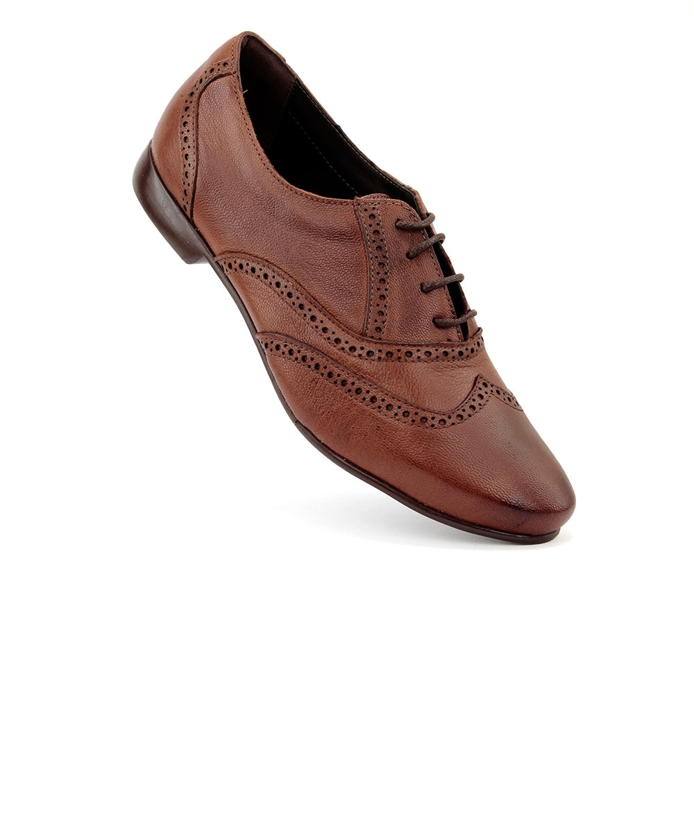 Sapato Oxford Feminino Pixolé Couro Conhaque