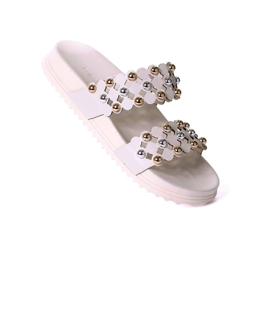Tamanco Flatform Pixolé Tiras Off White