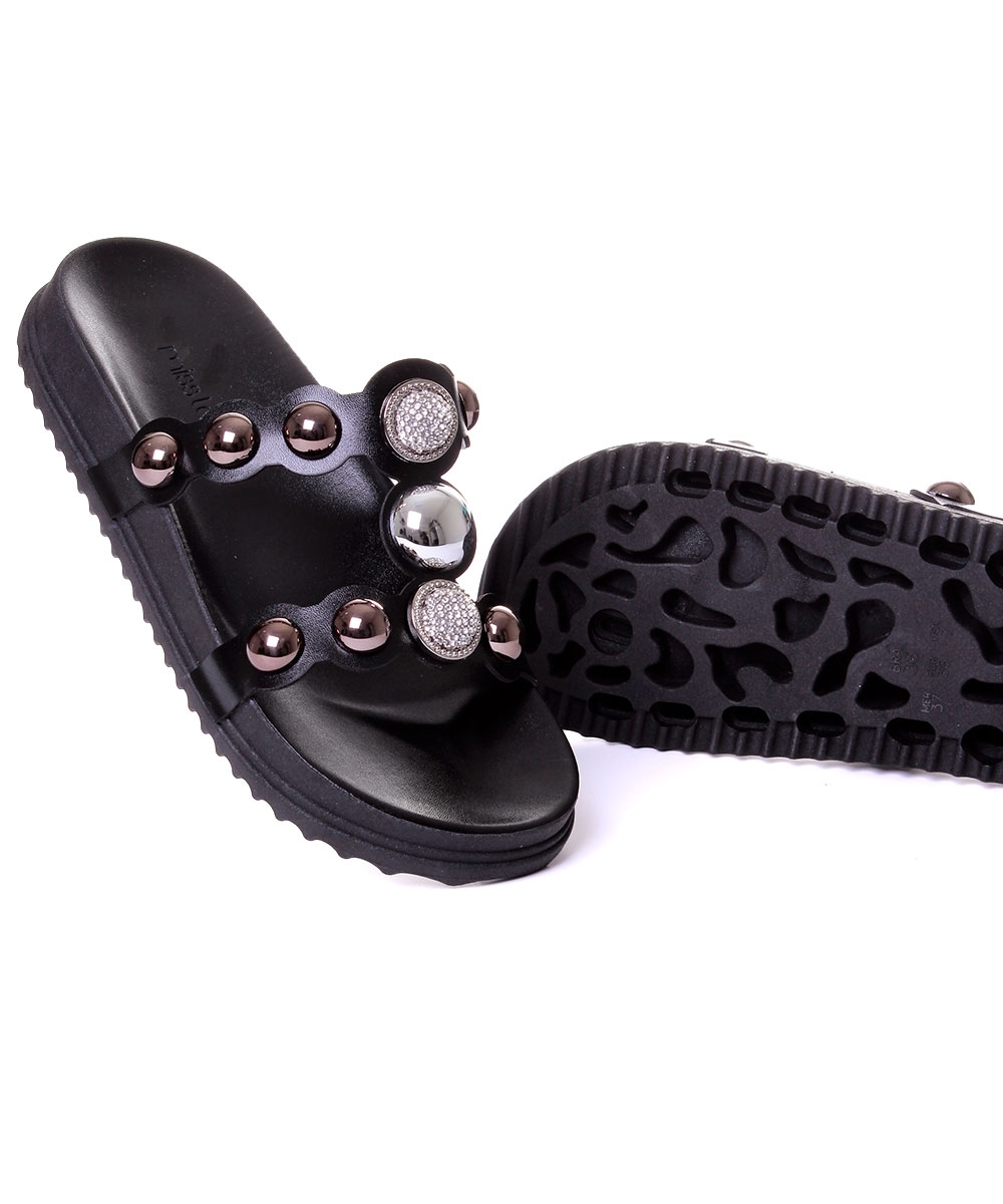 Tamanco Flatform Pixolé Tiras Preto
