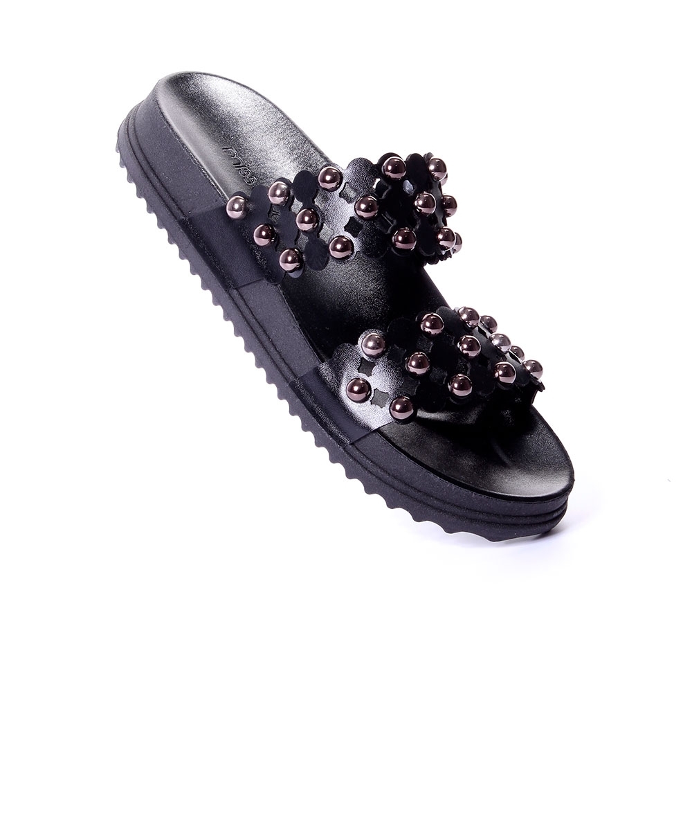 Tamanco Flatform Pixolé Tiras Preto