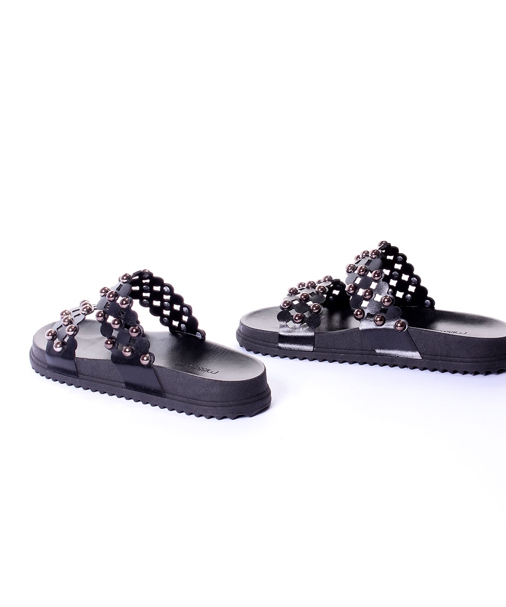 Tamanco Flatform Pixolé Tiras Preto