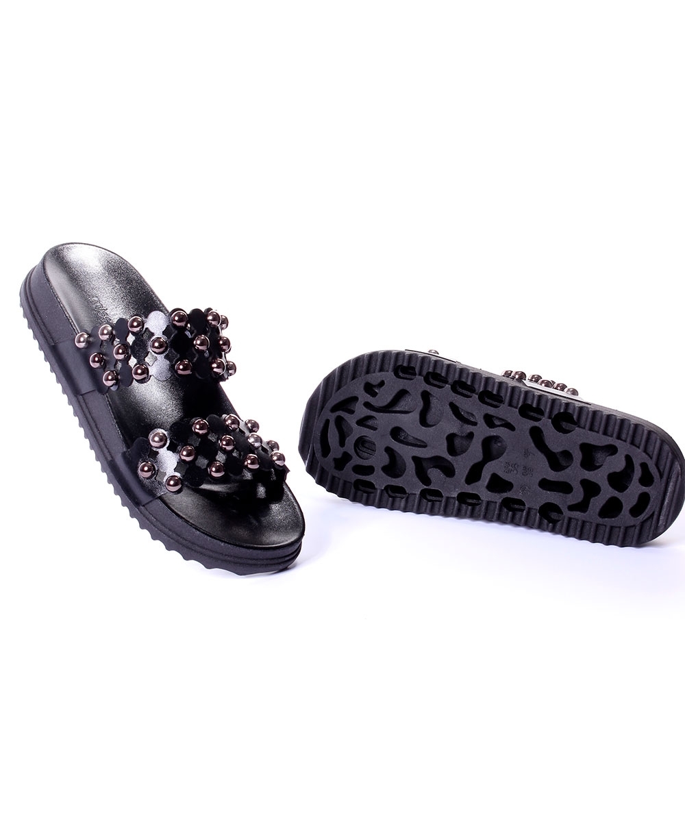 Tamanco Flatform Pixolé Tiras Preto