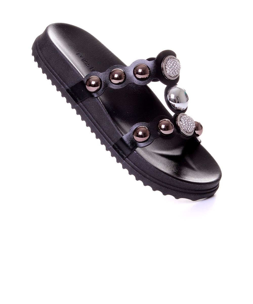 Tamanco Flatform Pixolé Tiras Preto