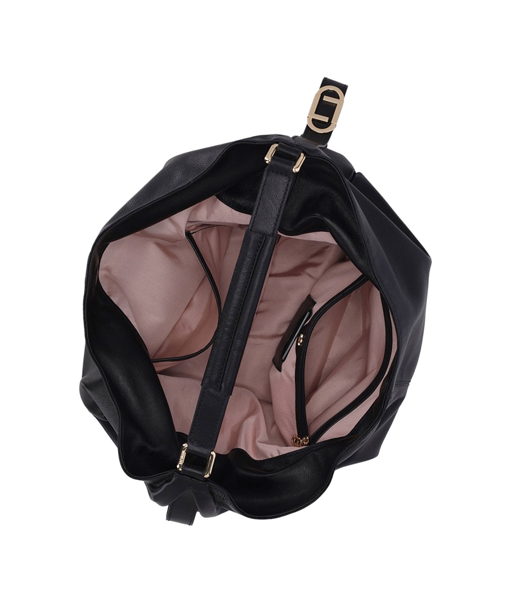 Bolsa Hobo Luz Da Lua Grande Couro Saara Preto