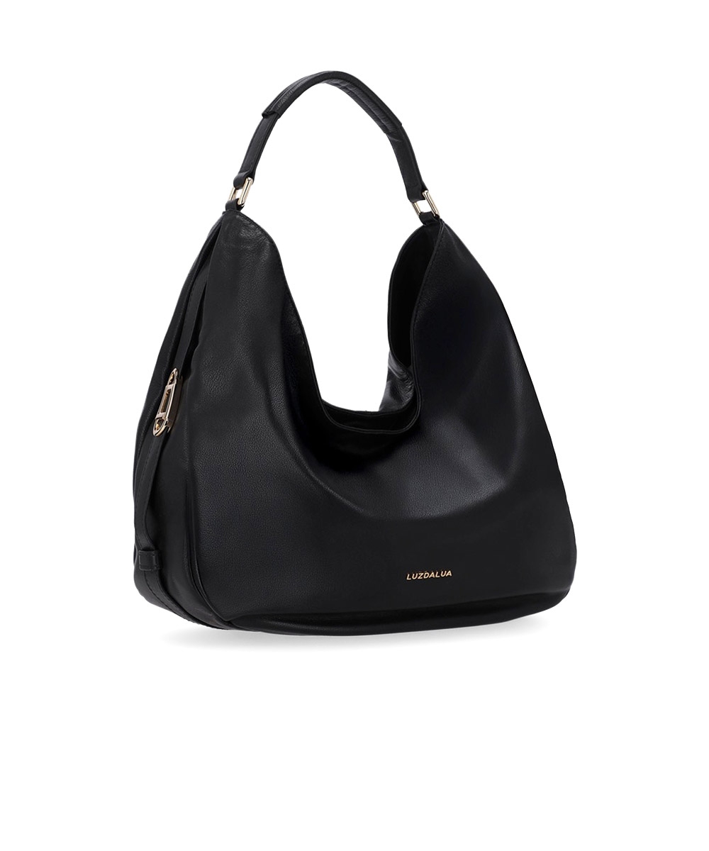 Bolsa Hobo Luz Da Lua Grande Couro Saara Preto