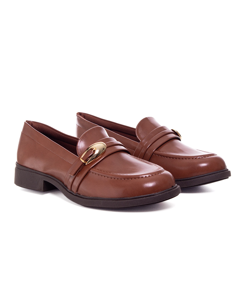 Mocassim Feminino Quiz Salto Bloco Caramelo