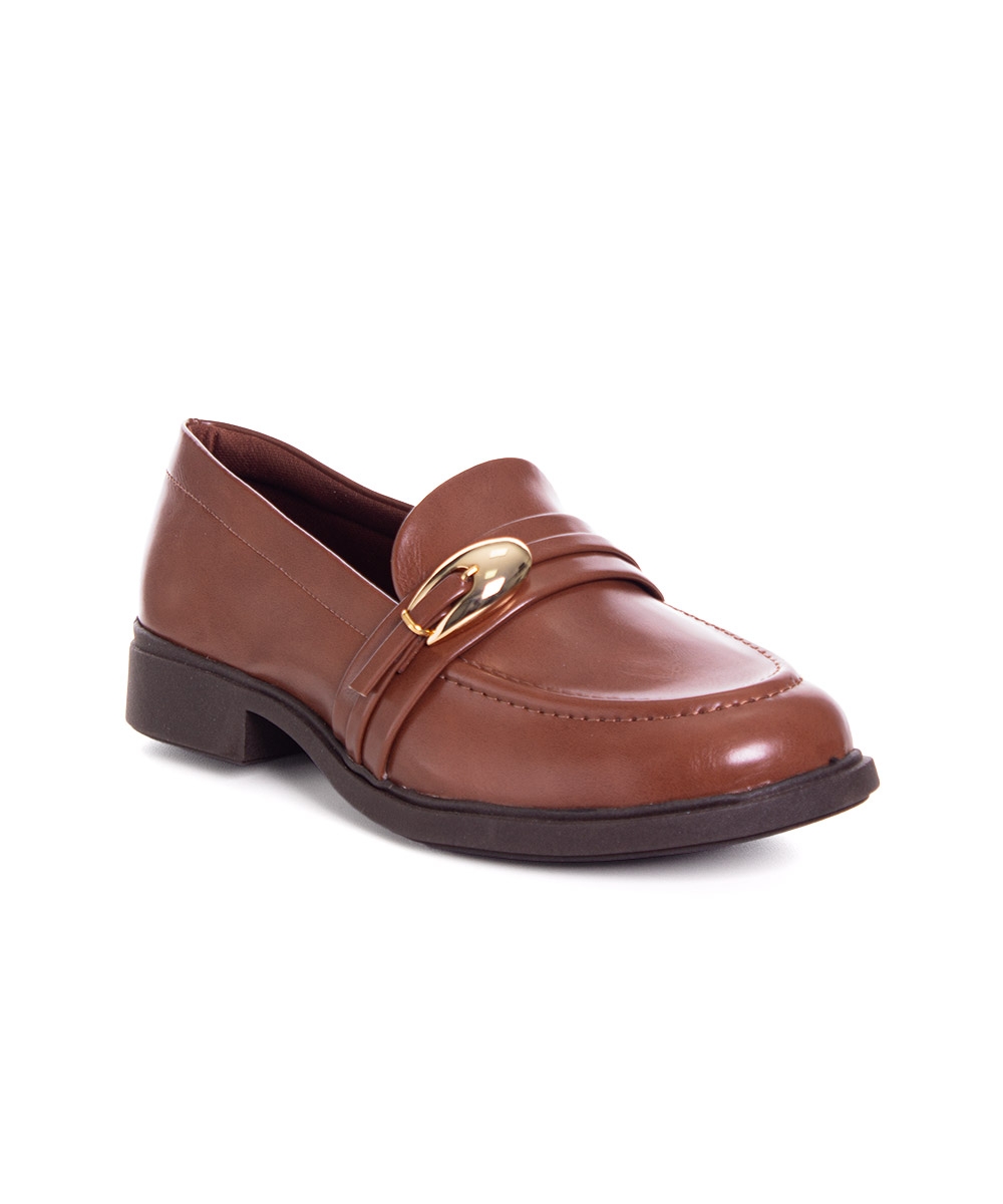 Mocassim Feminino Quiz Salto Bloco Caramelo