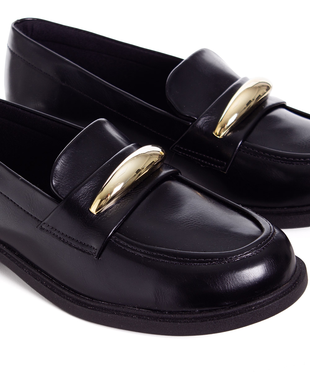 Mocassim Feminino Quiz Salto Bloco Preto