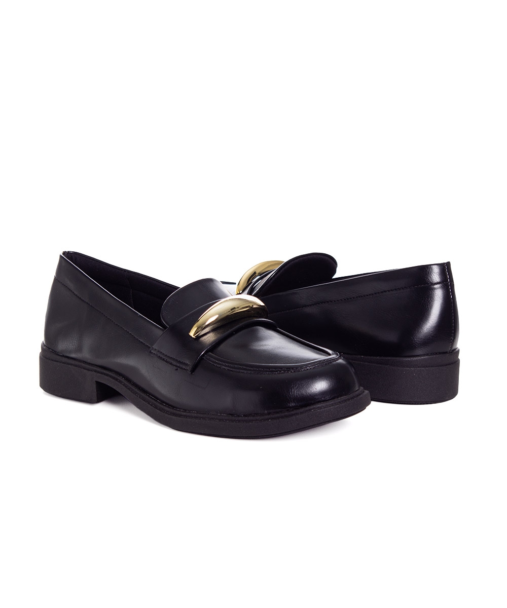 Mocassim Feminino Quiz Salto Bloco Preto