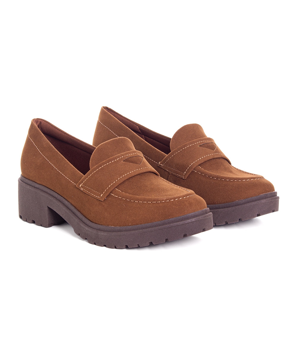 Mocassim Feminino Quiz Salto Tratorado Caramelo