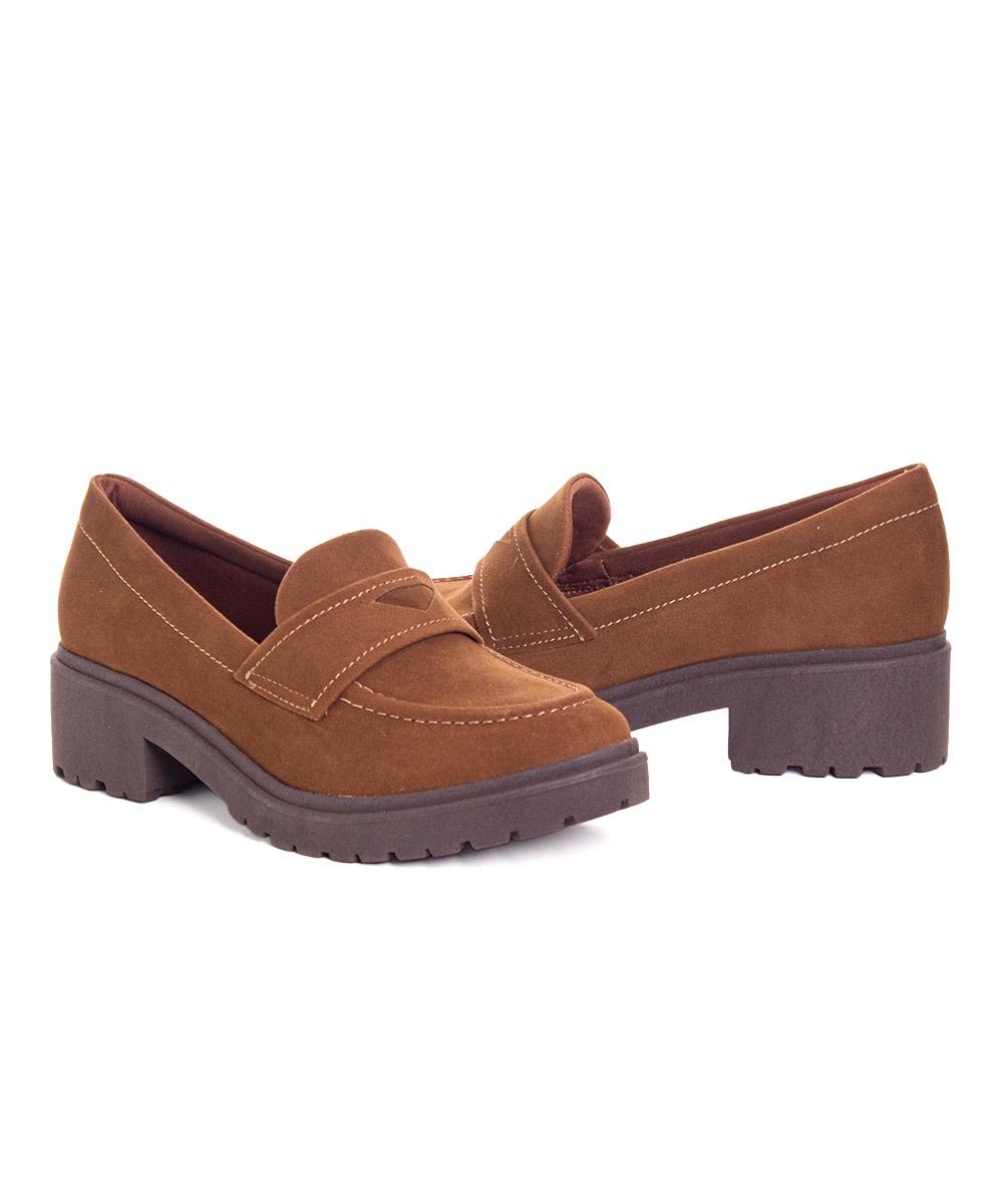 Mocassim Feminino Quiz Salto Tratorado Caramelo