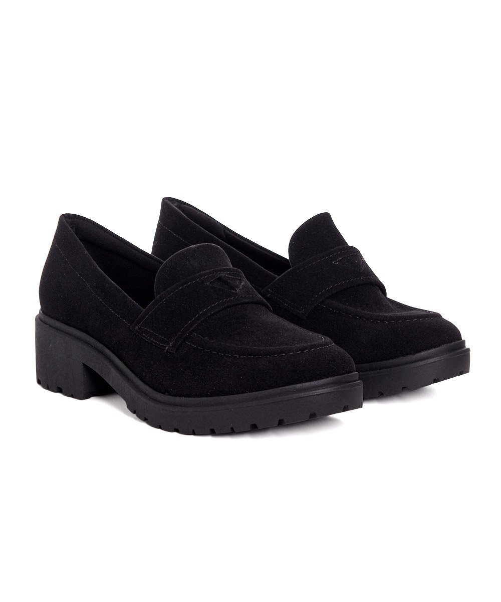 Mocassim Feminino Quiz Salto Tratorado Preto