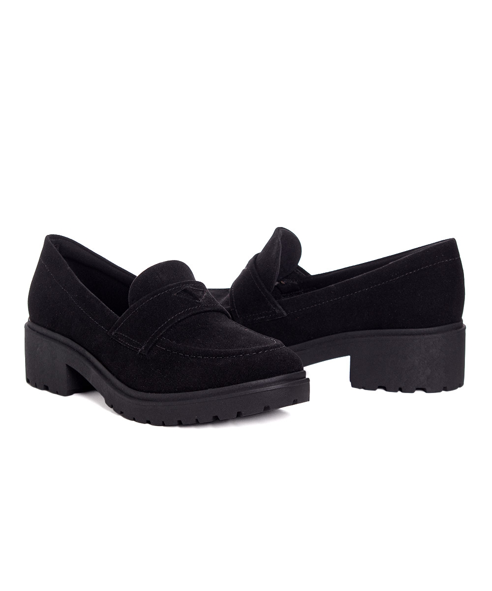 Mocassim Feminino Quiz Salto Tratorado Preto