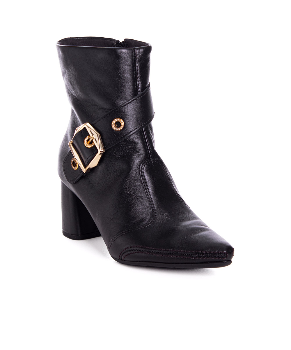 Bota Cano Curto Ramarim Total Comfort Couro 2659103 Preto