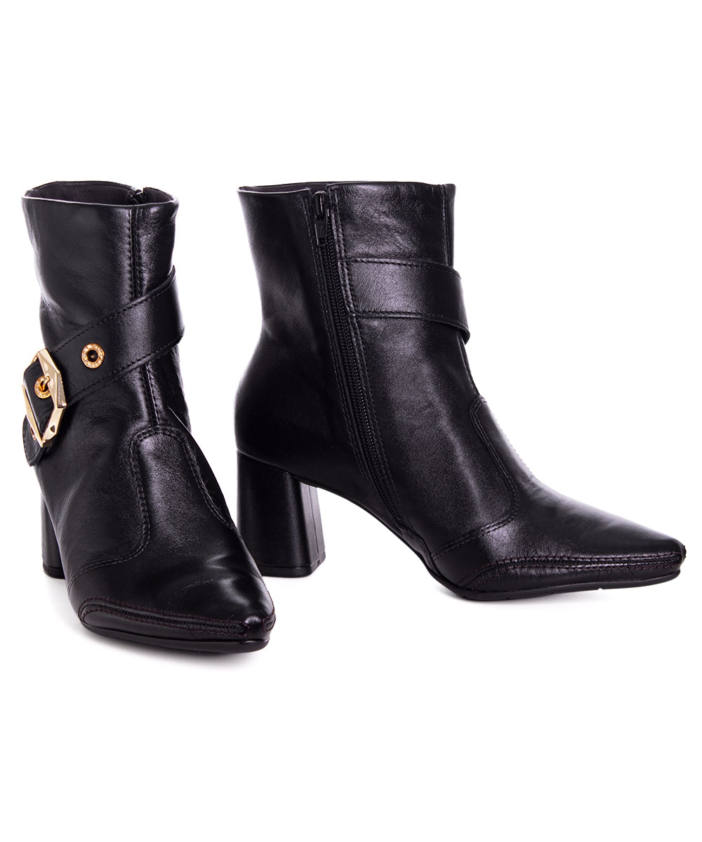 Bota Cano Curto Ramarim Total Comfort Couro 2659103 Preto