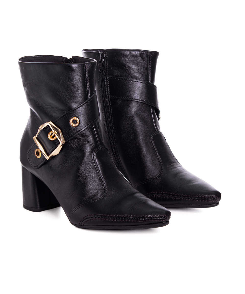 Bota Cano Curto Ramarim Total Comfort Couro 2659103 Preto