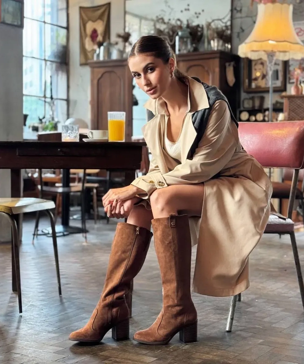 Bota Cano Longo Dakota Salto Médio Camel