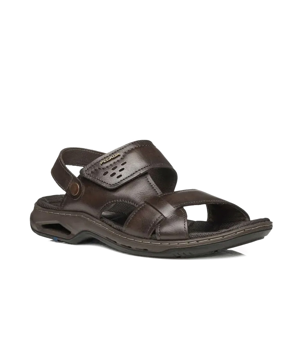 Sandália Pegada Masculina Couro Marrom