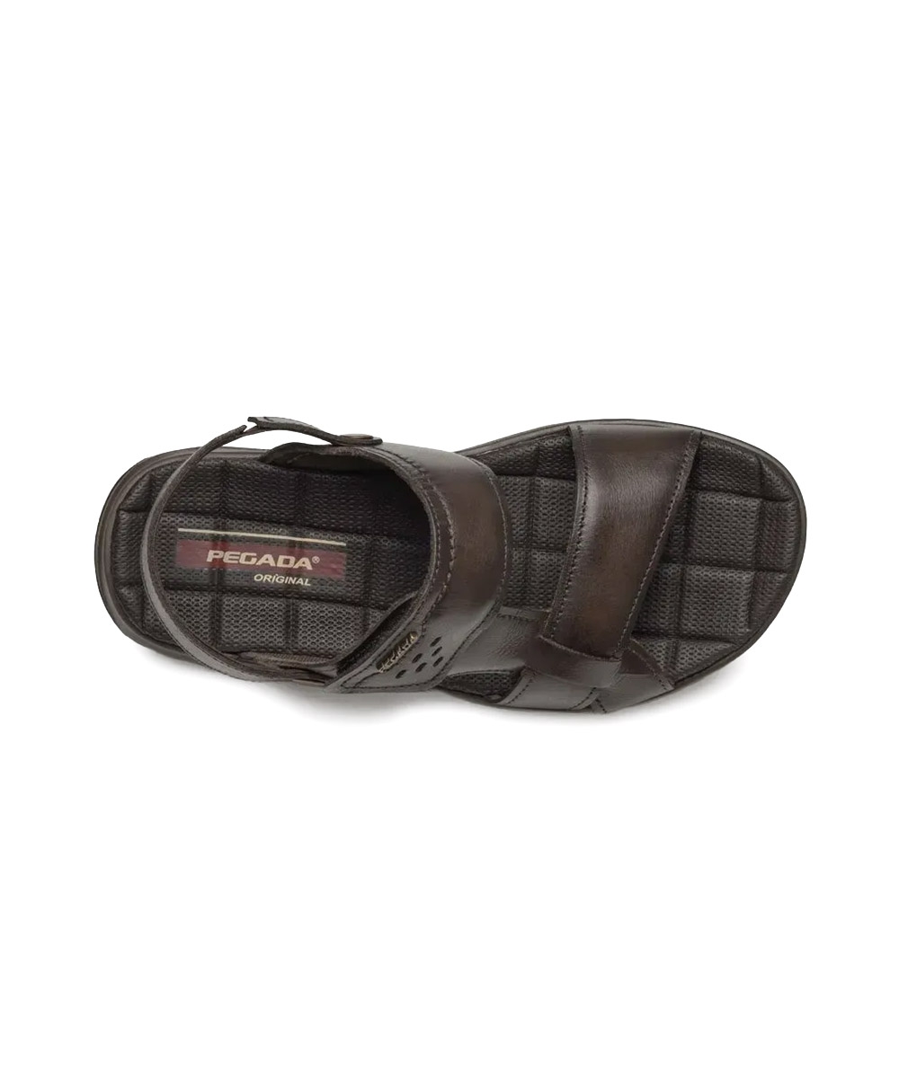Sandália Pegada Masculina Couro Marrom