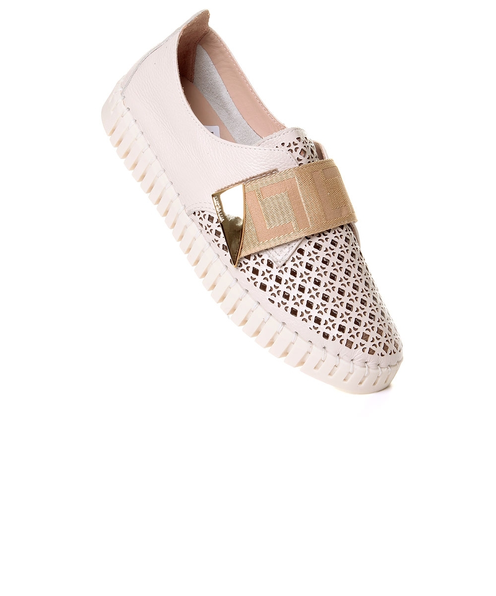 Tênis Feminino Luz Da Lua Casual Couro Panna