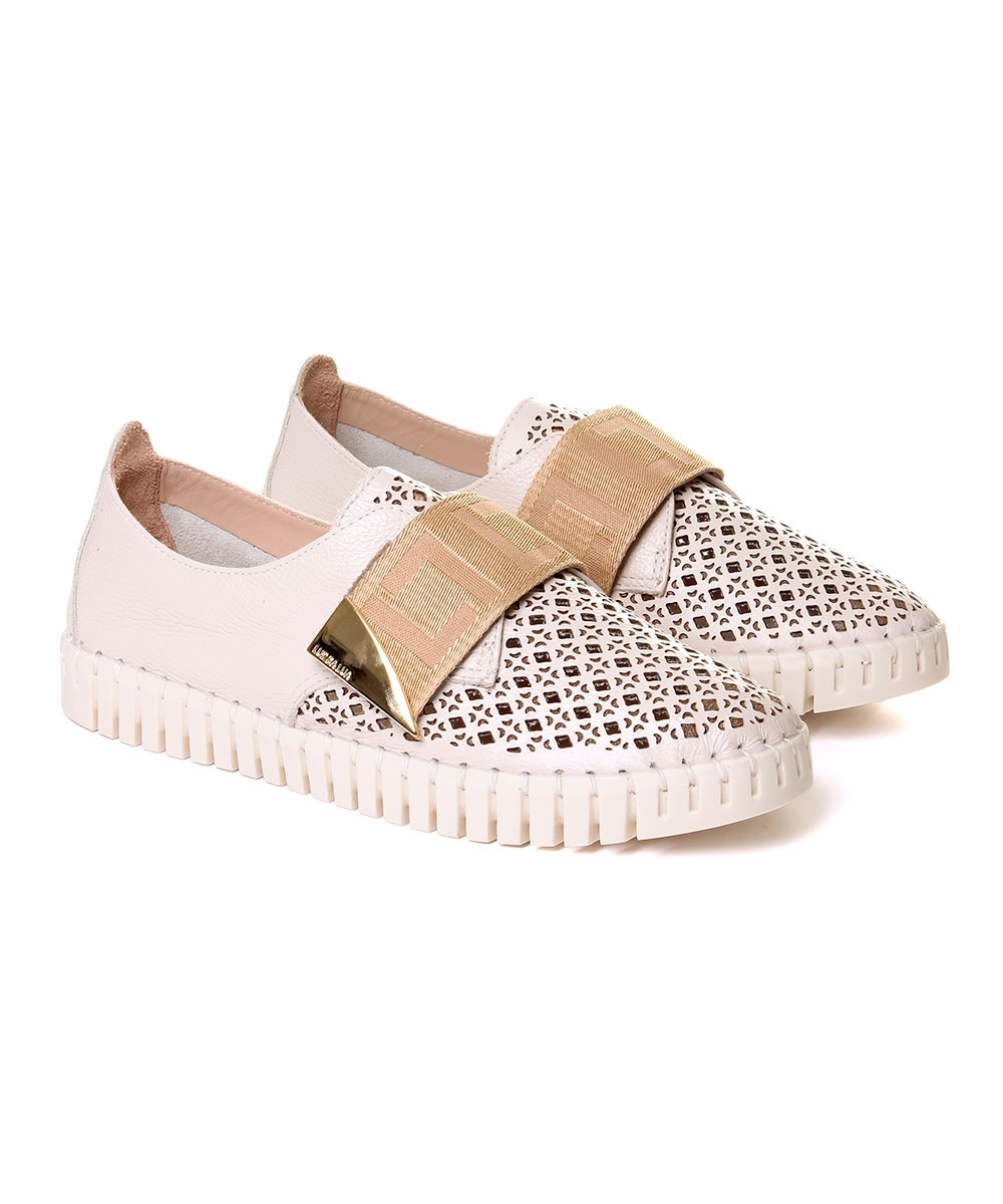 Tênis Feminino Luz Da Lua Casual Couro Panna