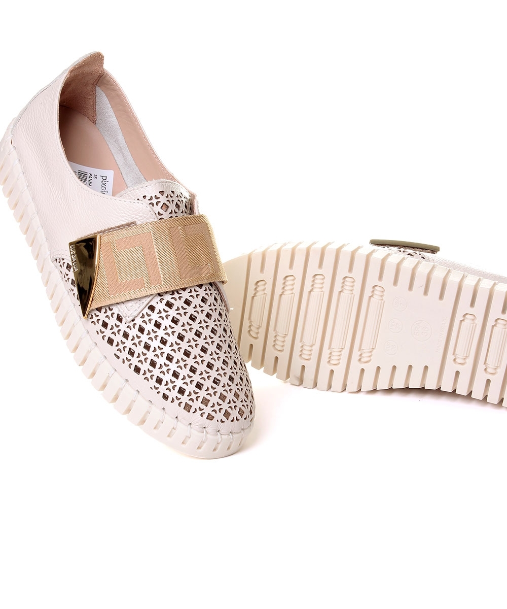 Tênis Feminino Luz Da Lua Casual Couro Panna