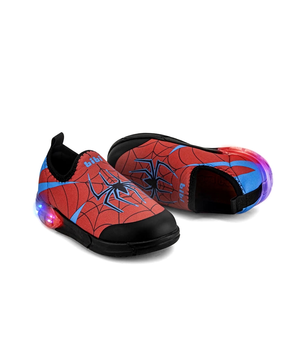 Tênis Infantil Bibi Space Aranha Com Led Preto/verm.